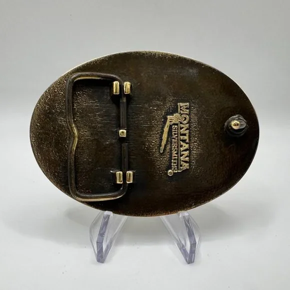 Montana Silversmiths Buffalo Nickel Brass Belt Buckle, Five Cents Beautiful
